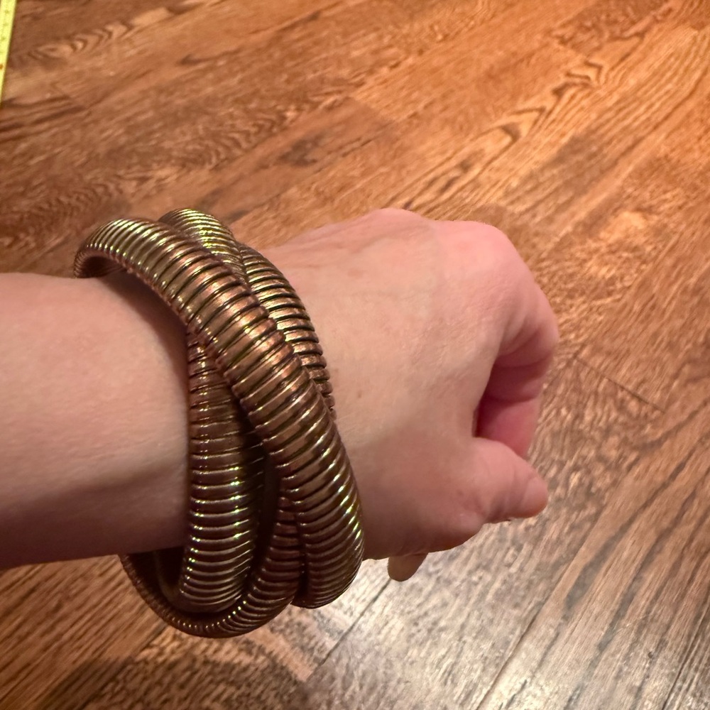 Gold Coil Bracelet Triple Twisted